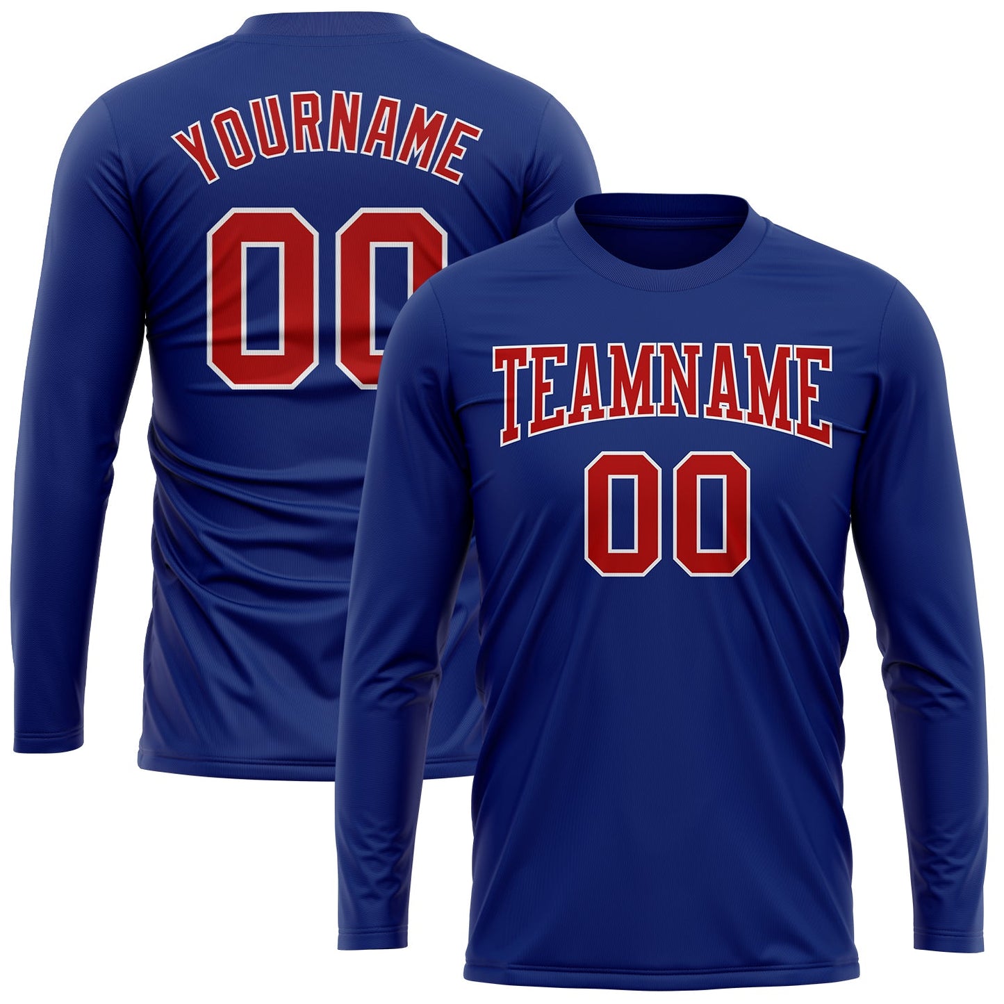 Custom Royal Red-White Long Sleeve Performance T-Shirt view 2