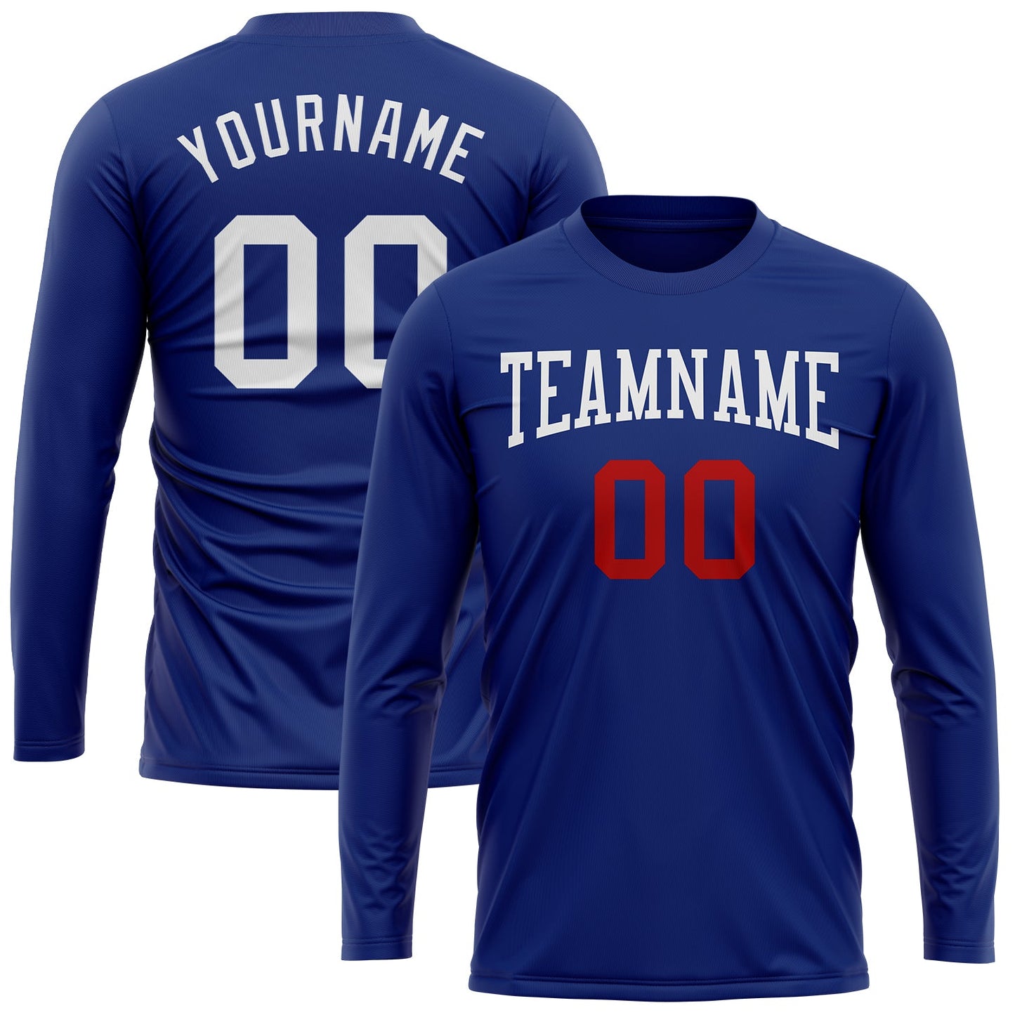 Custom Royal White-Red Long Sleeve Performance T-Shirt view 2