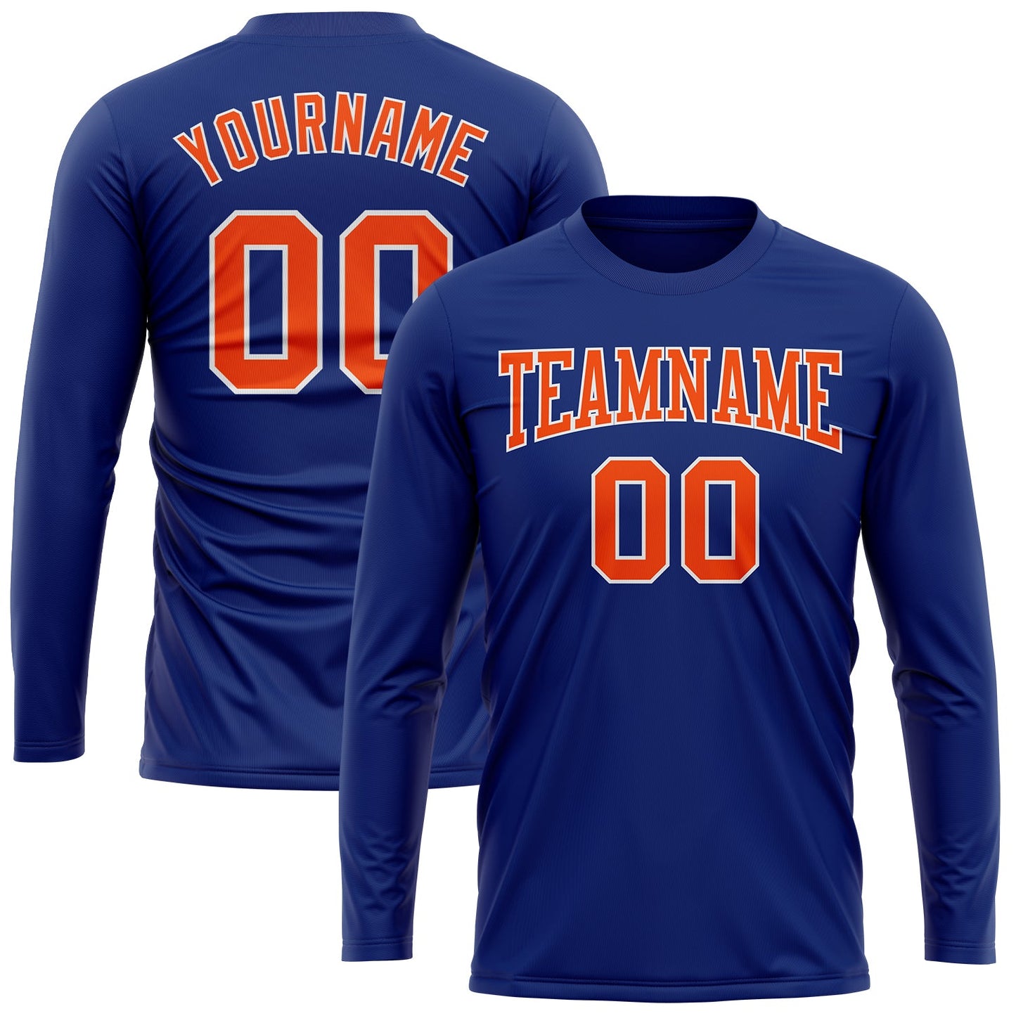 Custom Royal Orange-White Long Sleeve Performance T-Shirt view 2