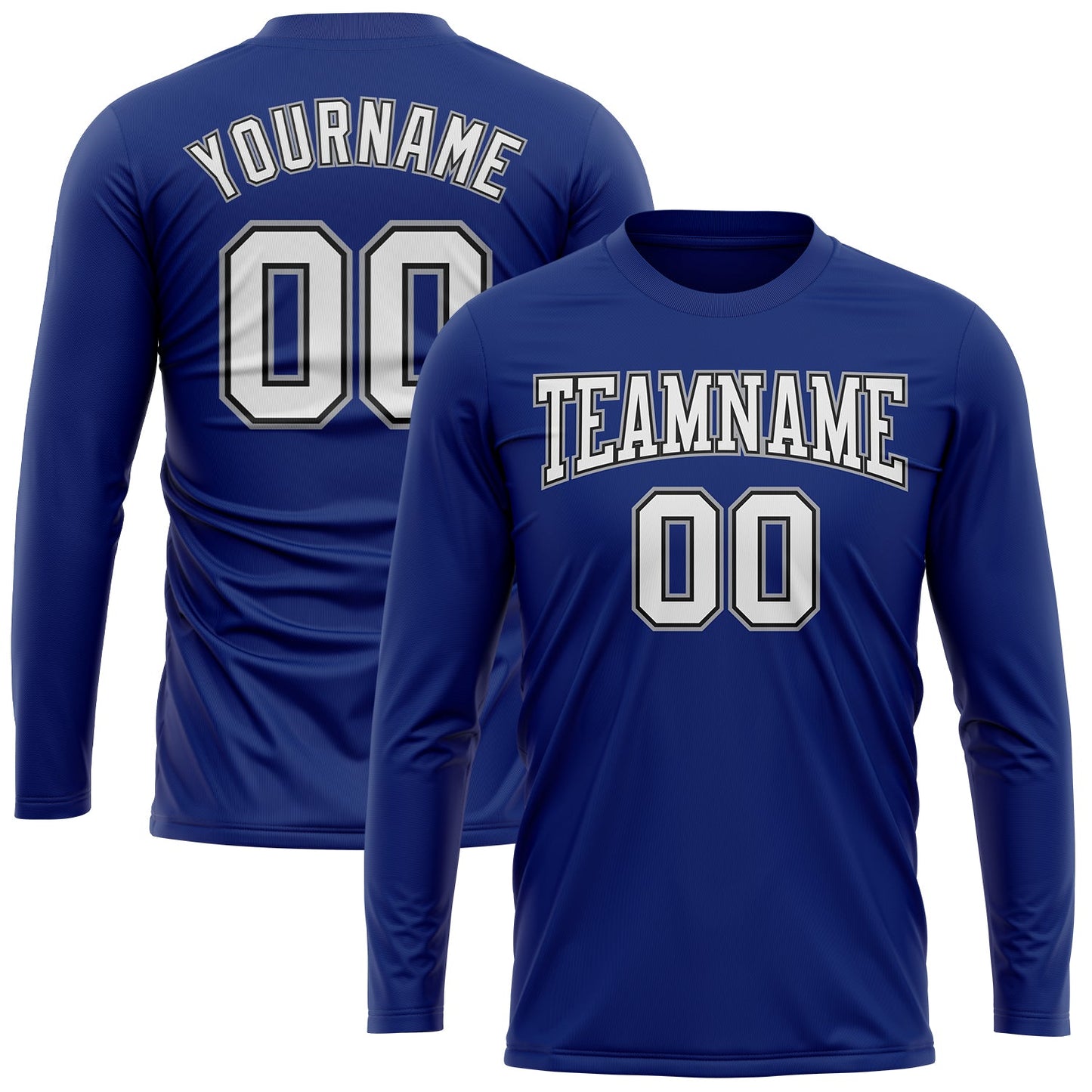 Custom Royal White Black-Gray Long Sleeve Performance T-Shirt view 2