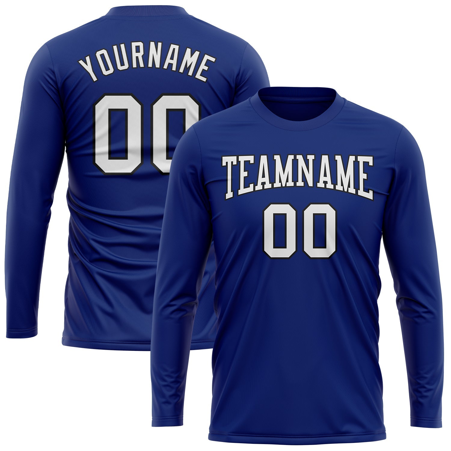 Custom Royal White-Black Long Sleeve Performance T-Shirt view 2