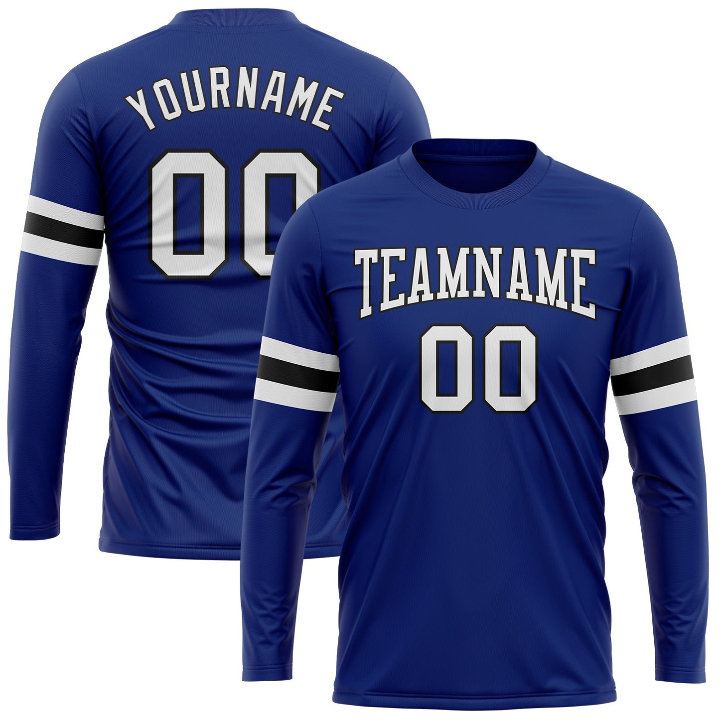 Custom Royal White-Black Long Sleeve Performance T-Shirt - Main View