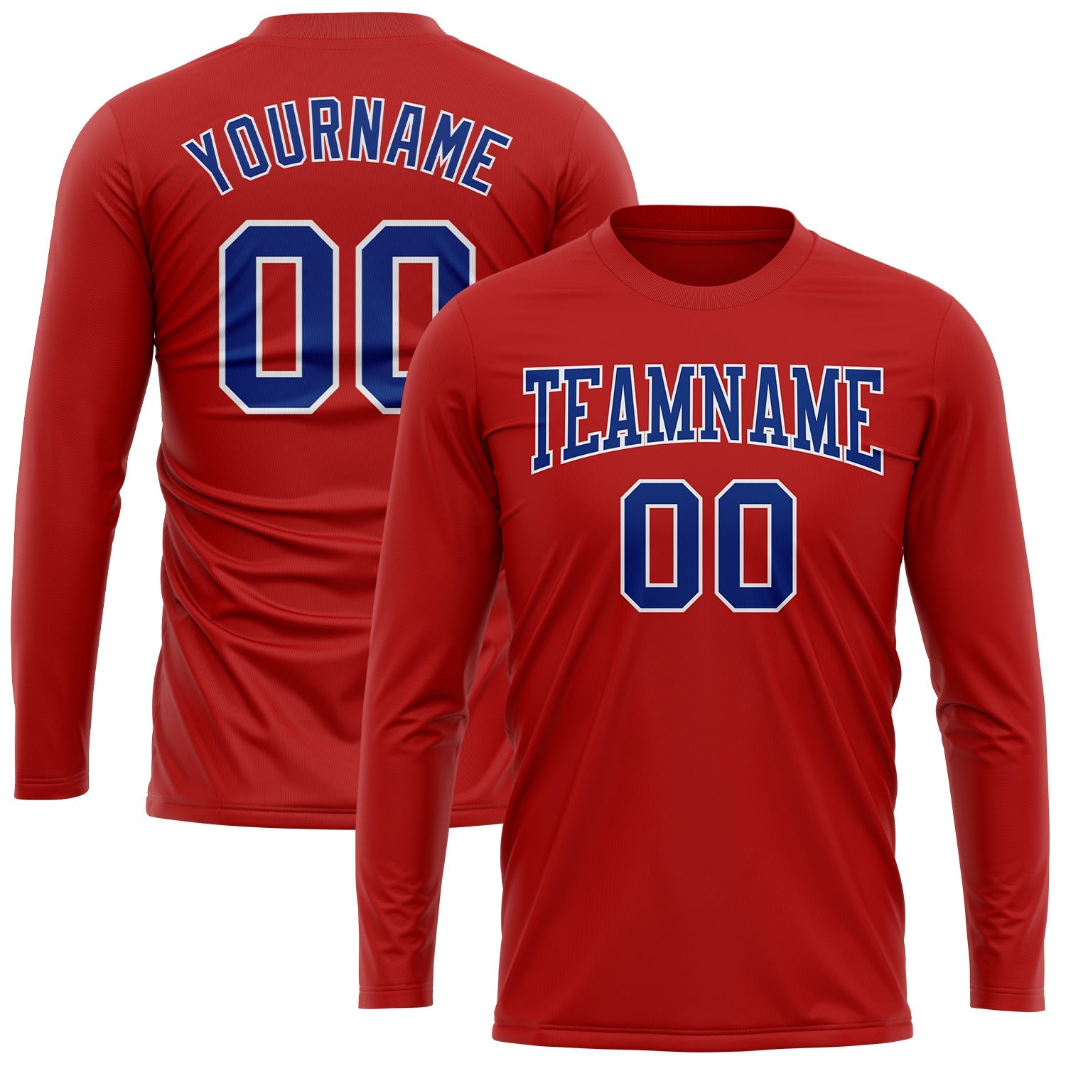 Custom Red Royal-White Long Sleeve Performance T-Shirt view 2
