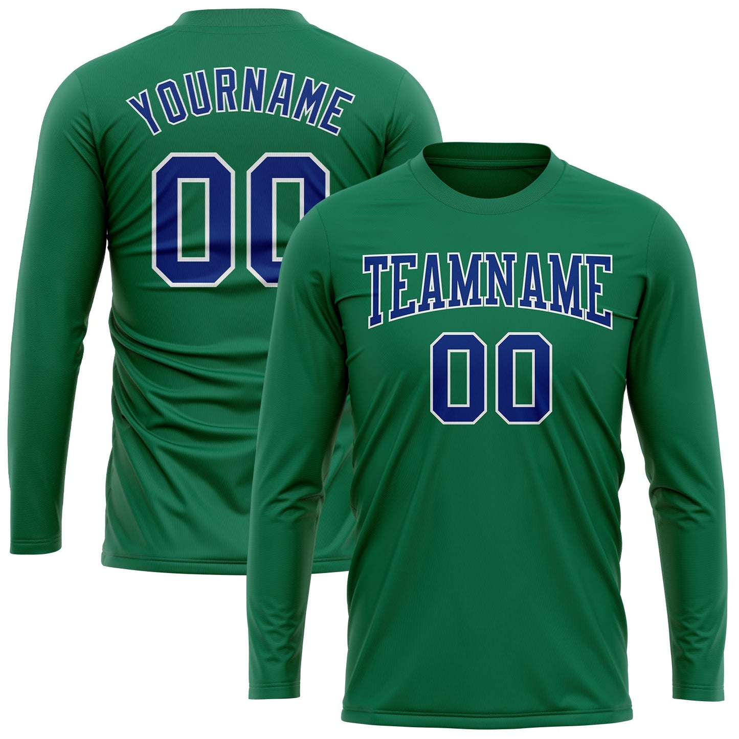 Custom Kelly Green Royal-White Long Sleeve Performance Salute To Service T-Shirt view 2