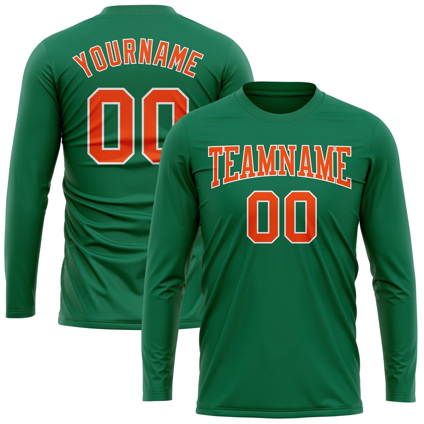 Custom Kelly Green Orange-White Long Sleeve Performance Salute To Service T-Shirt view 2