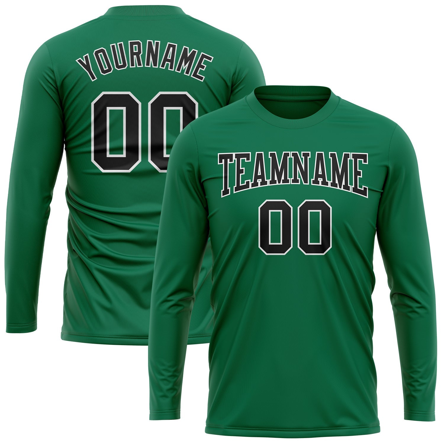 Custom Kelly Green Black-White Long Sleeve Performance Salute To Service T-Shirt view 2