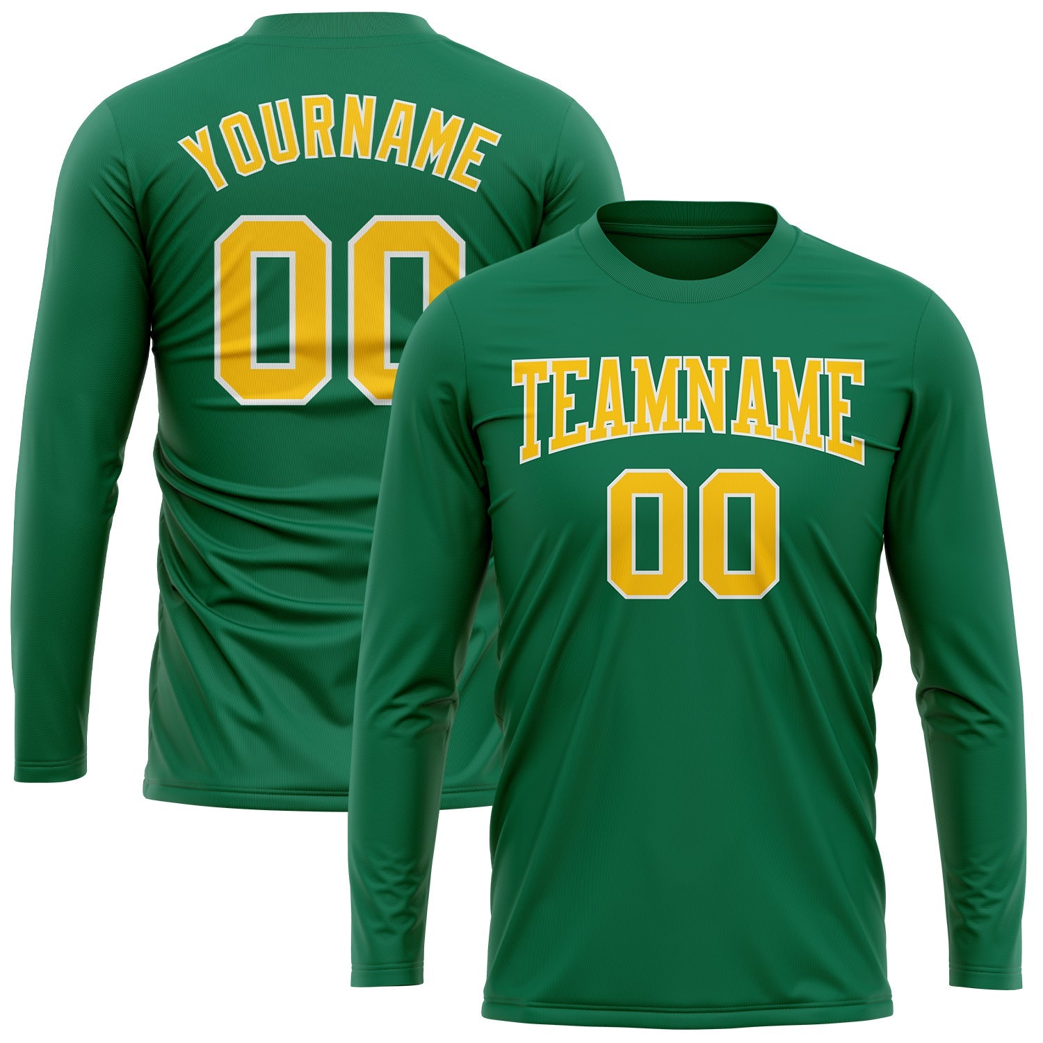 Custom Kelly Green Gold-White Long Sleeve Performance Salute To Service T-Shirt view 2