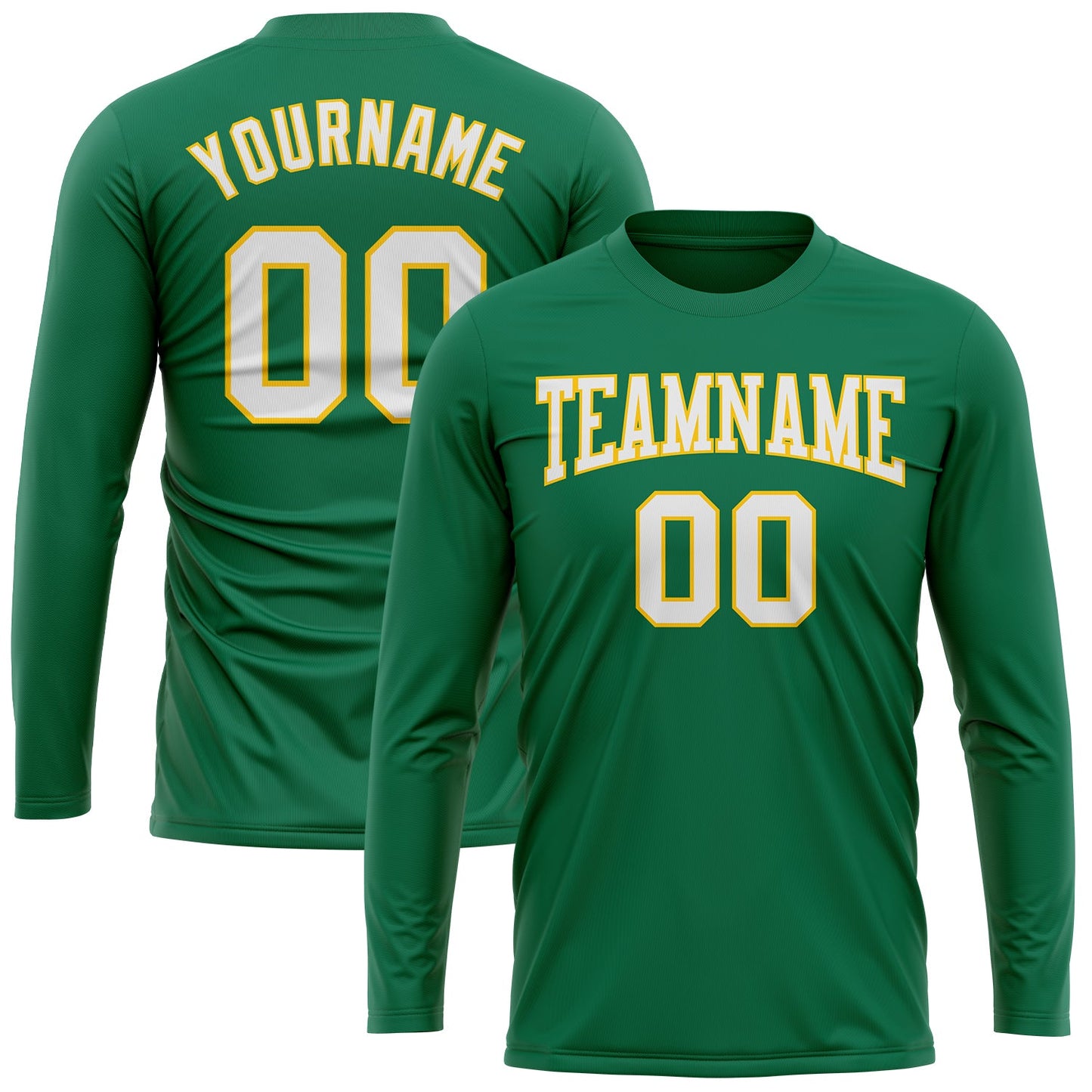 Custom Kelly Green White-Gold Long Sleeve Performance Salute To Service T-Shirt view 2