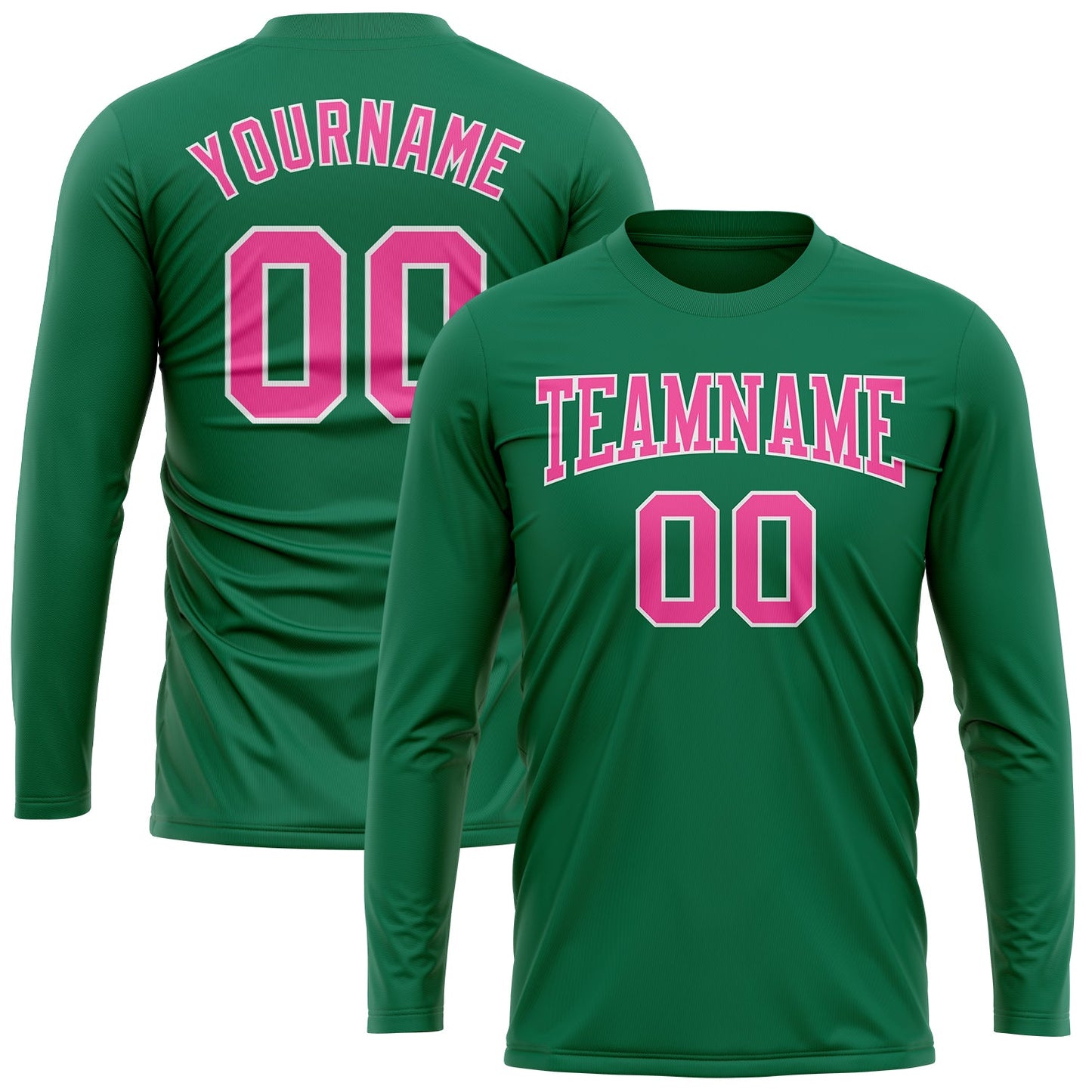 Custom Kelly Green Pink-White Long Sleeve Performance Salute To Service T-Shirt view 2