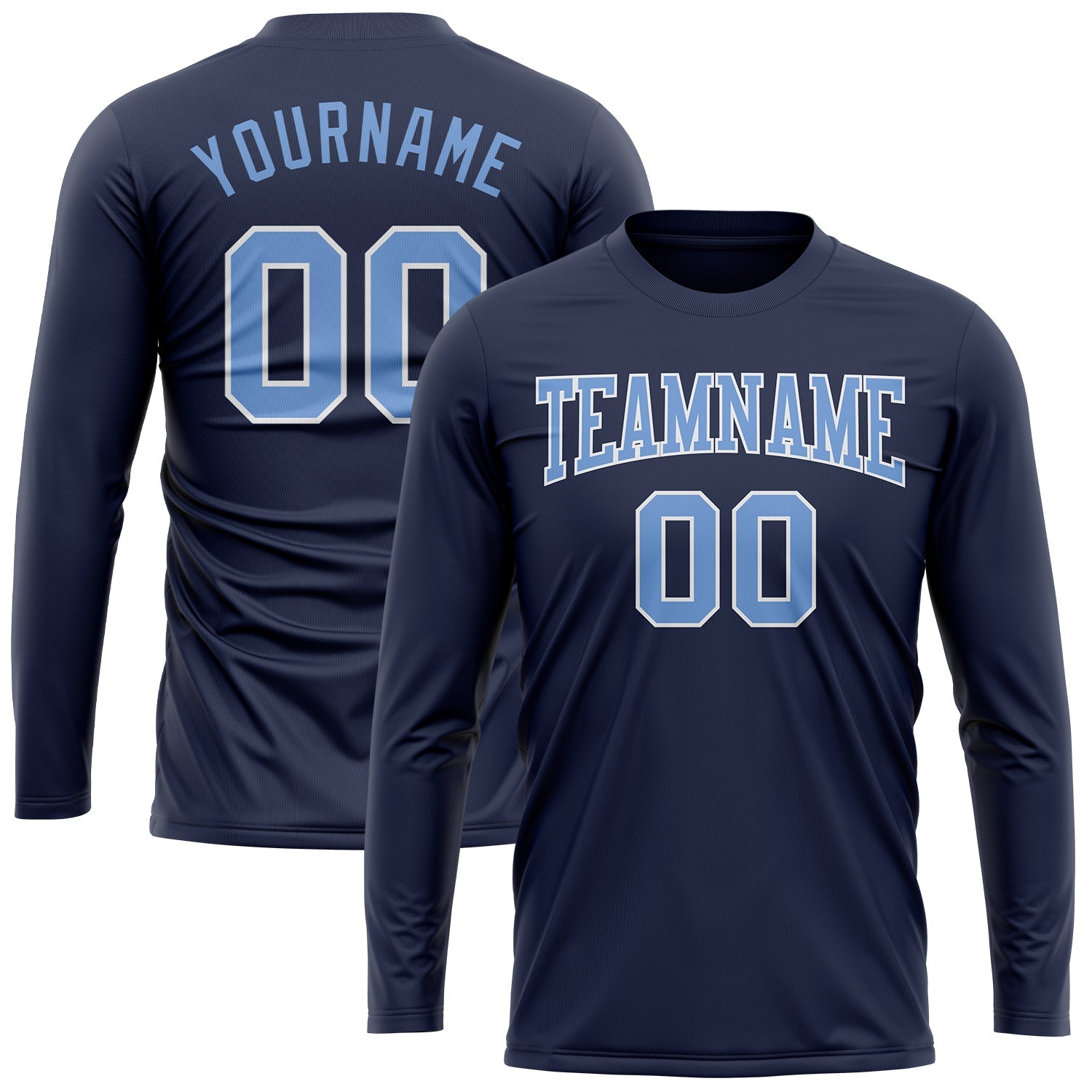 Custom Navy Light Blue-White Long Sleeve Performance Salute To Service T-Shirt view 2