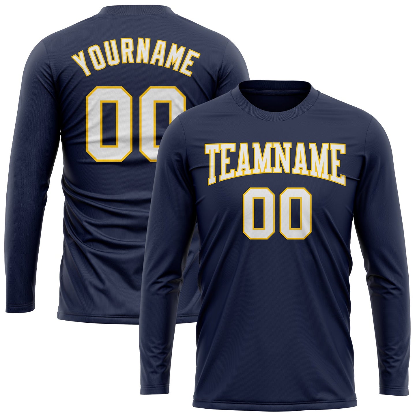 Custom Navy White-Gold Long Sleeve Performance Salute To Service T-Shirt view 2
