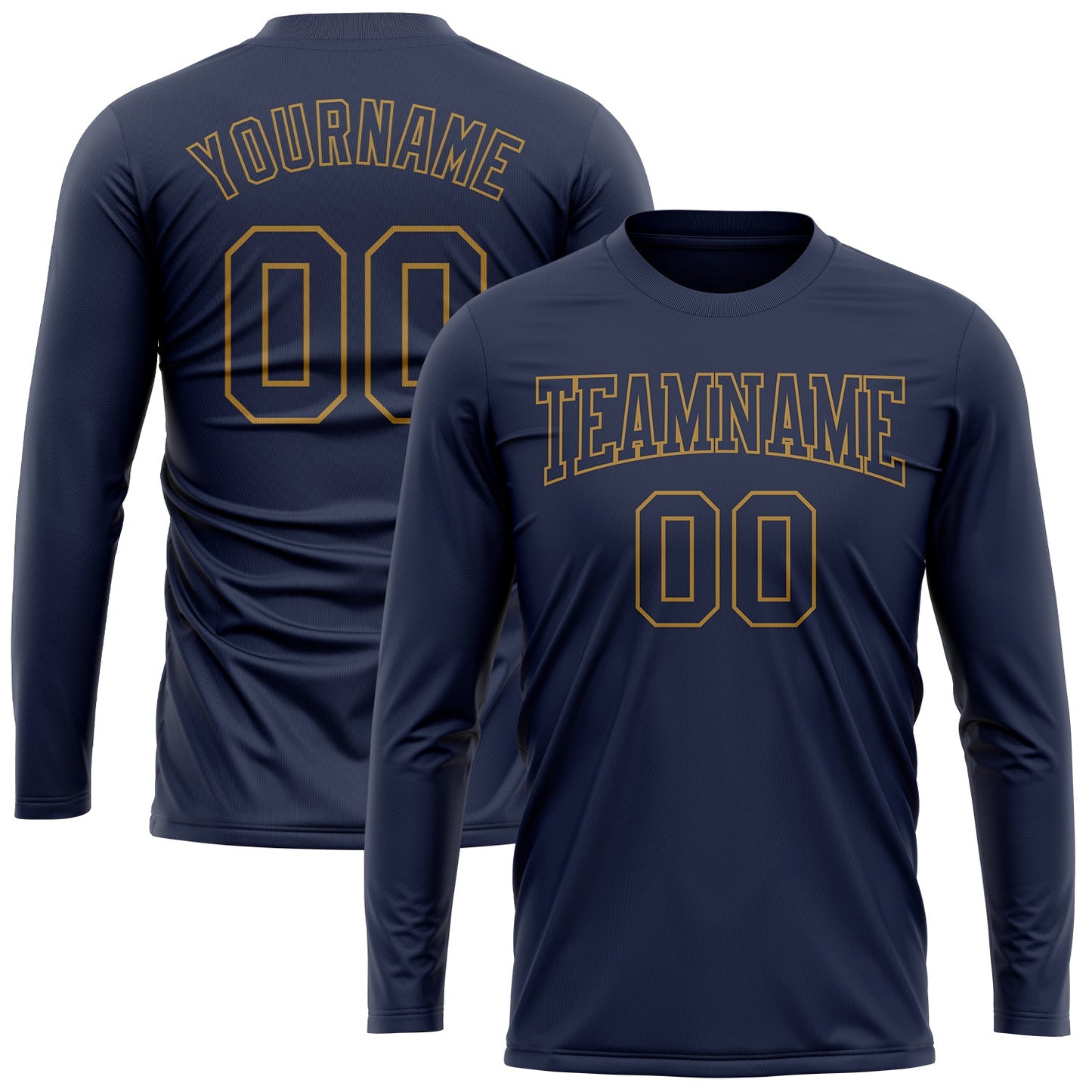 Custom Navy Navy-Old Gold Long Sleeve Performance Salute To Service T-Shirt view 2