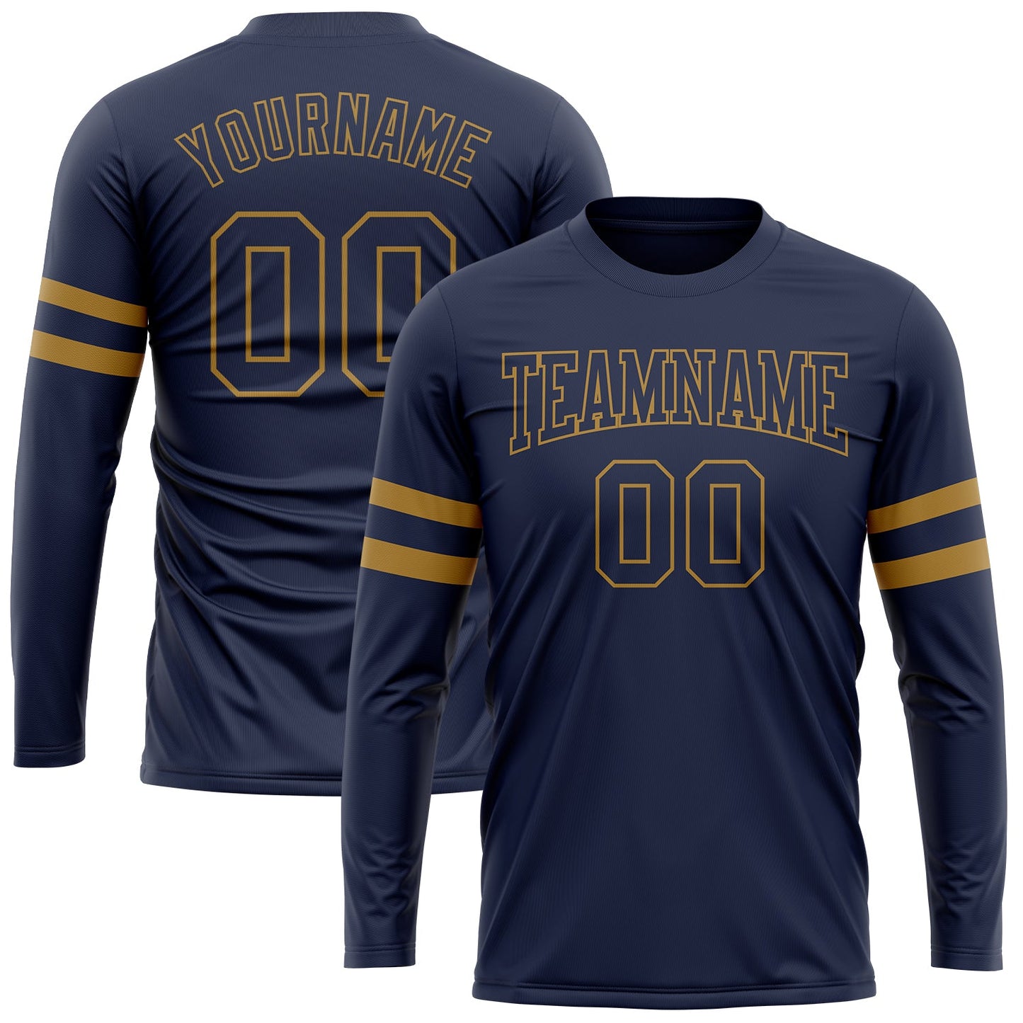 Custom Navy Navy-Old Gold Long Sleeve Performance Salute To Service T-Shirt - Main View