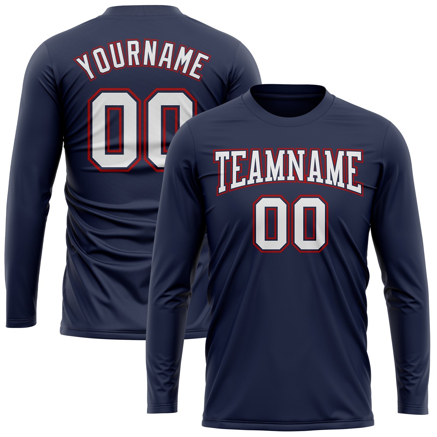 Custom Navy White-Red Long Sleeve Performance Salute To Service T-Shirt view 2