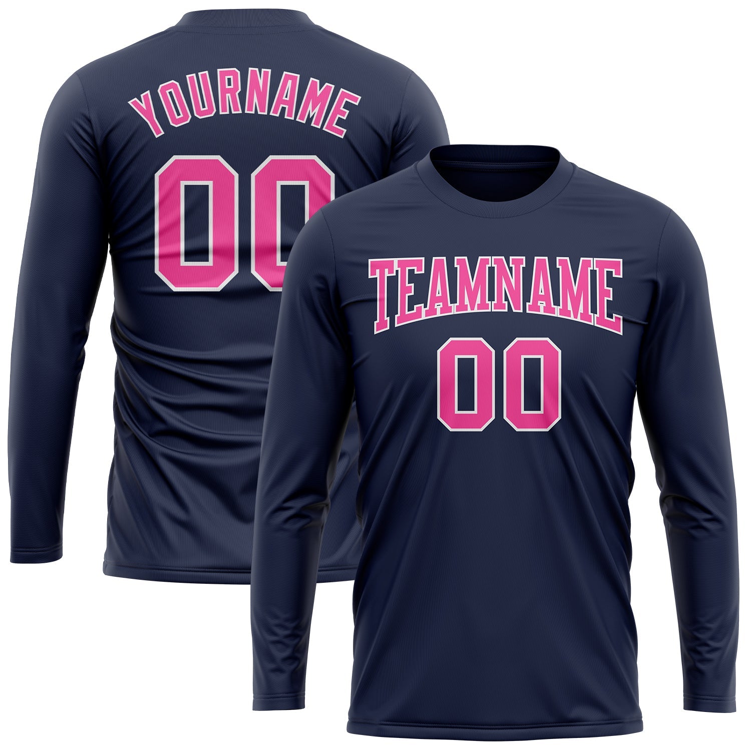 Custom Navy Pink-White Long Sleeve Performance Salute To Service T-Shirt view 2