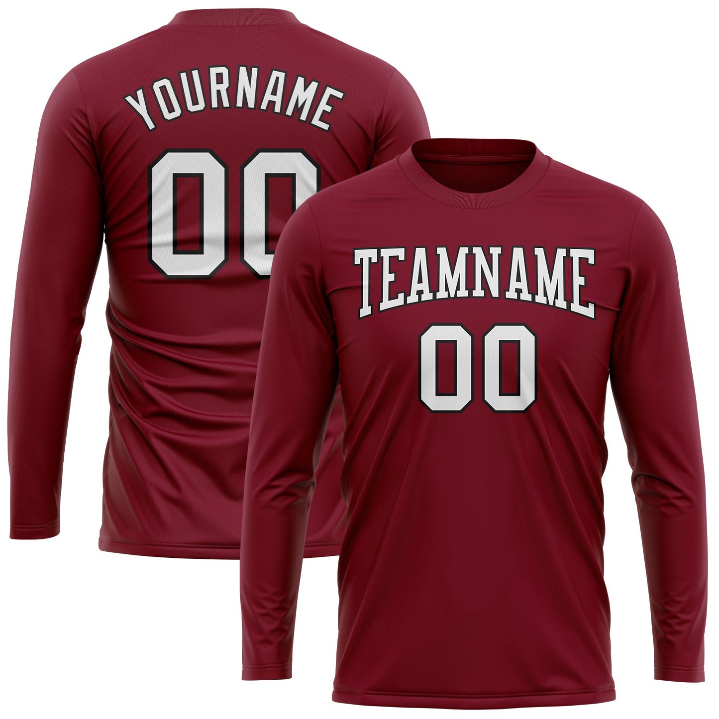 Custom Crimson White-Black Long Sleeve Performance T-Shirt view 2