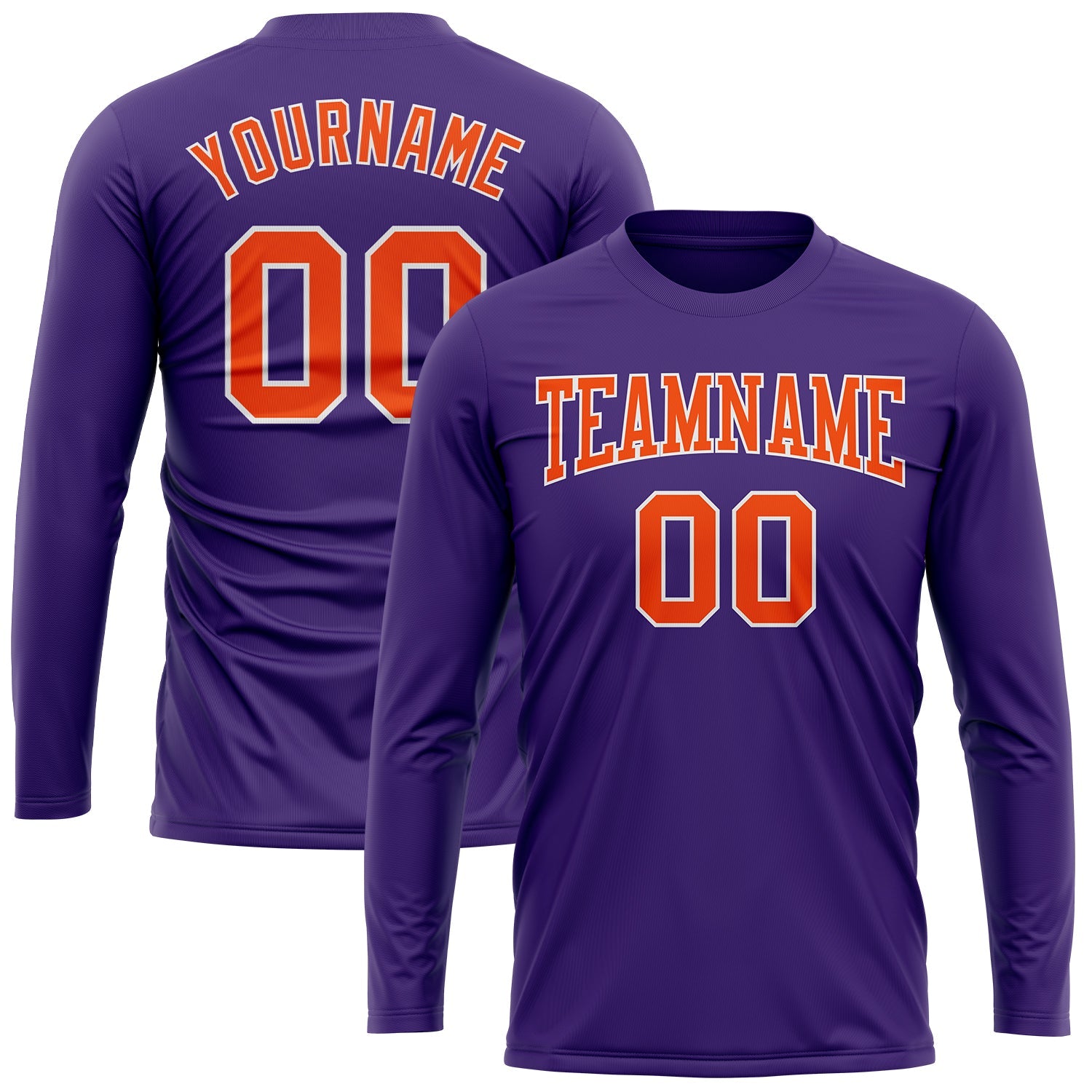 Custom Purple Orange-White Long Sleeve Performance T-Shirt view 2