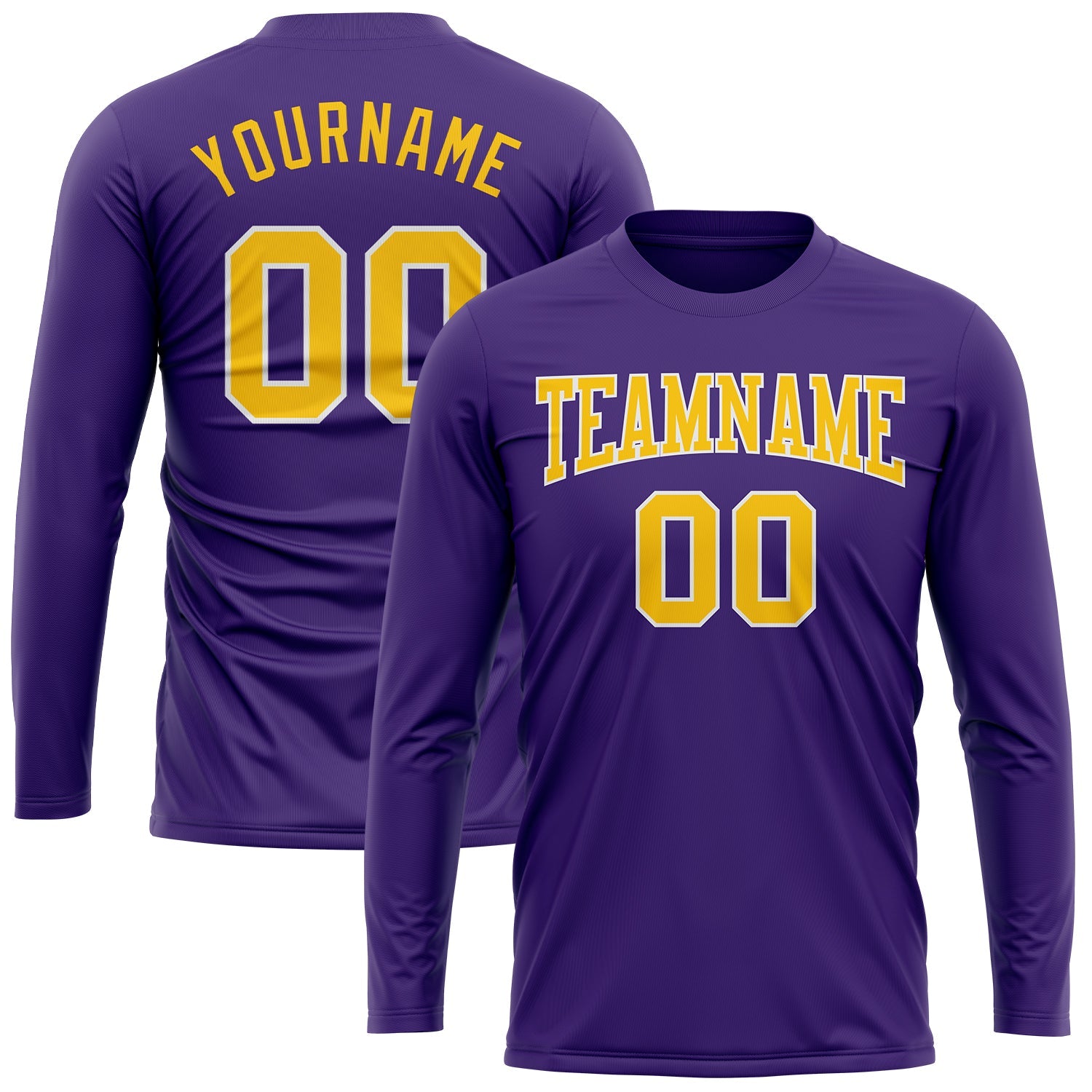 Custom Purple Gold-White Long Sleeve Performance T-Shirt view 2