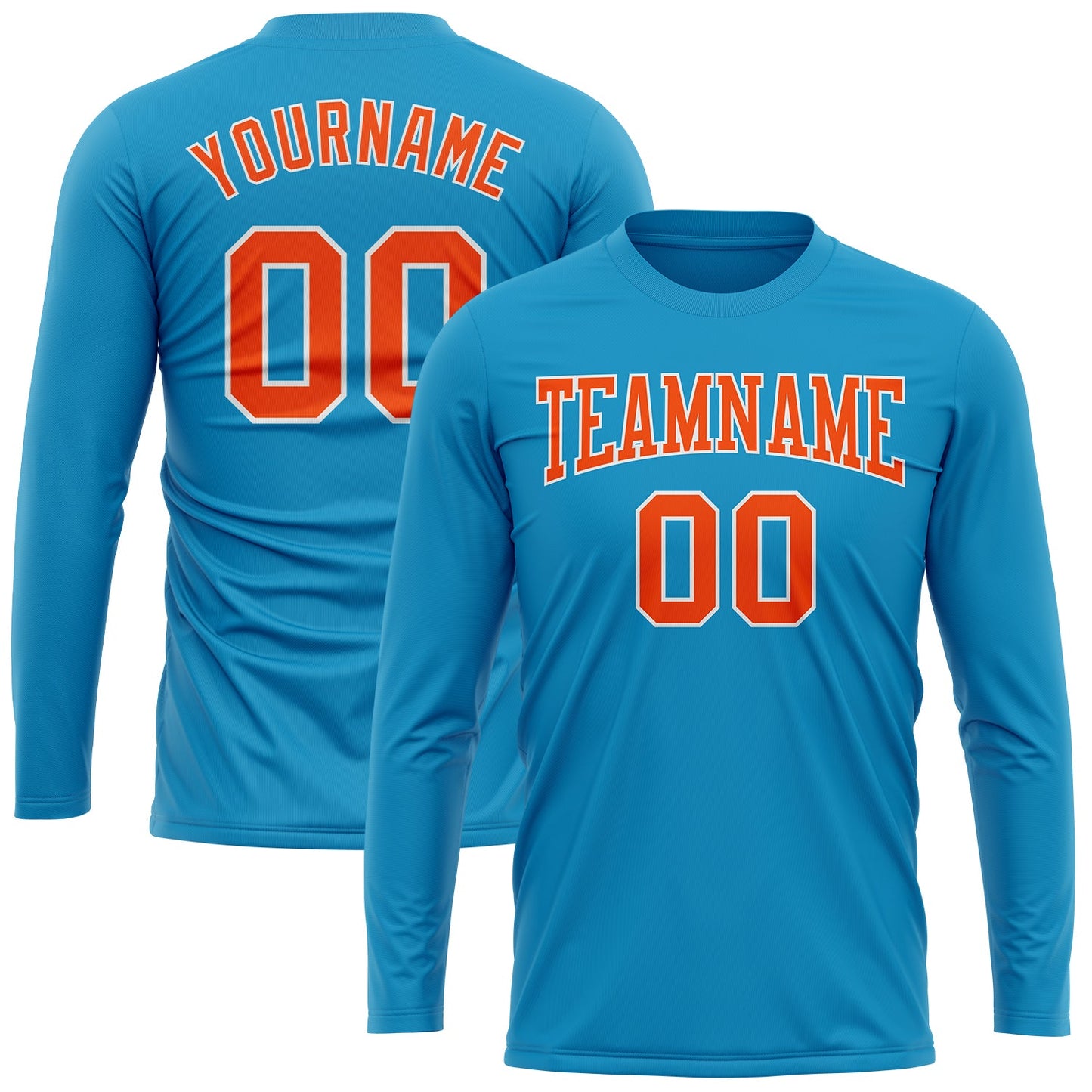 Custom Panther Blue Orange-White Long Sleeve Performance T-Shirt view 2