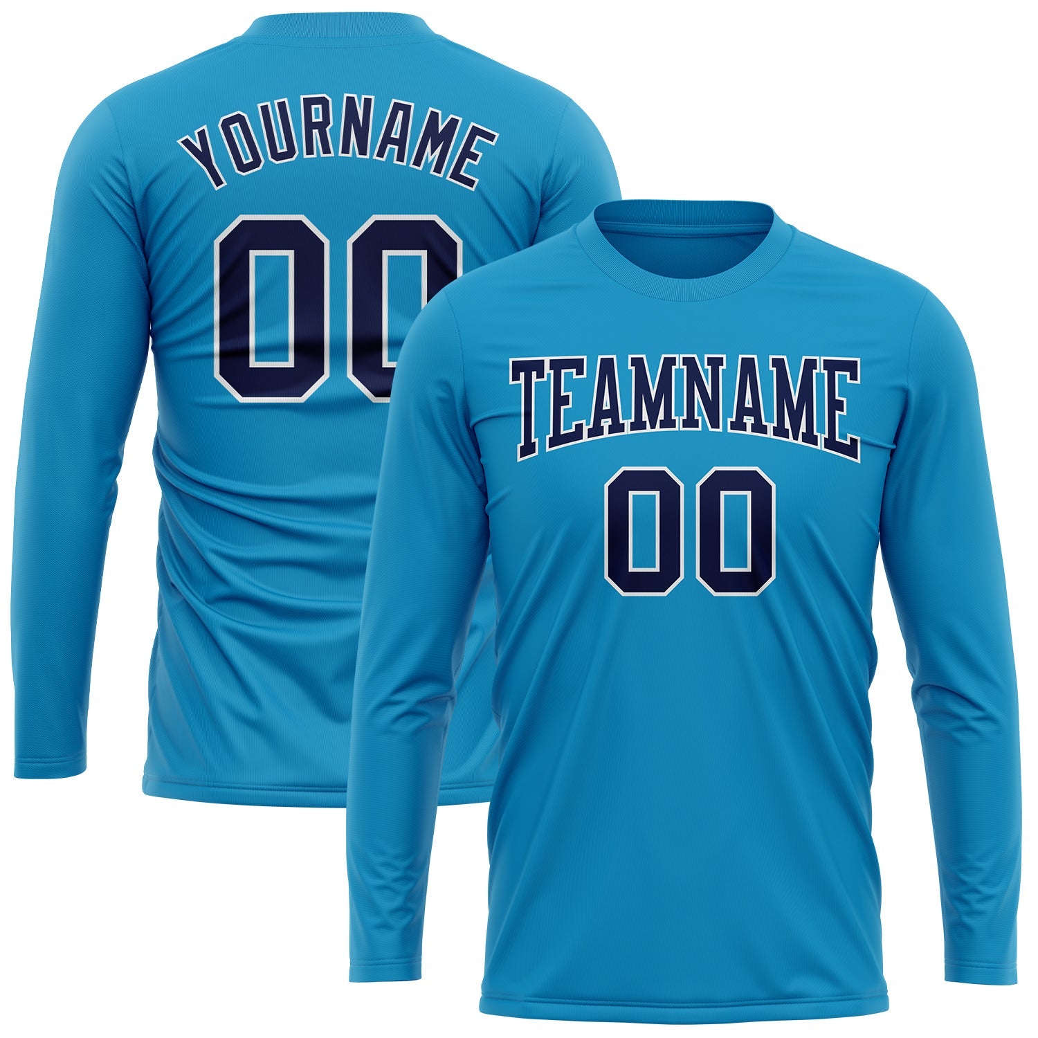 Custom Panther Blue Navy-White Long Sleeve Performance T-Shirt view 2