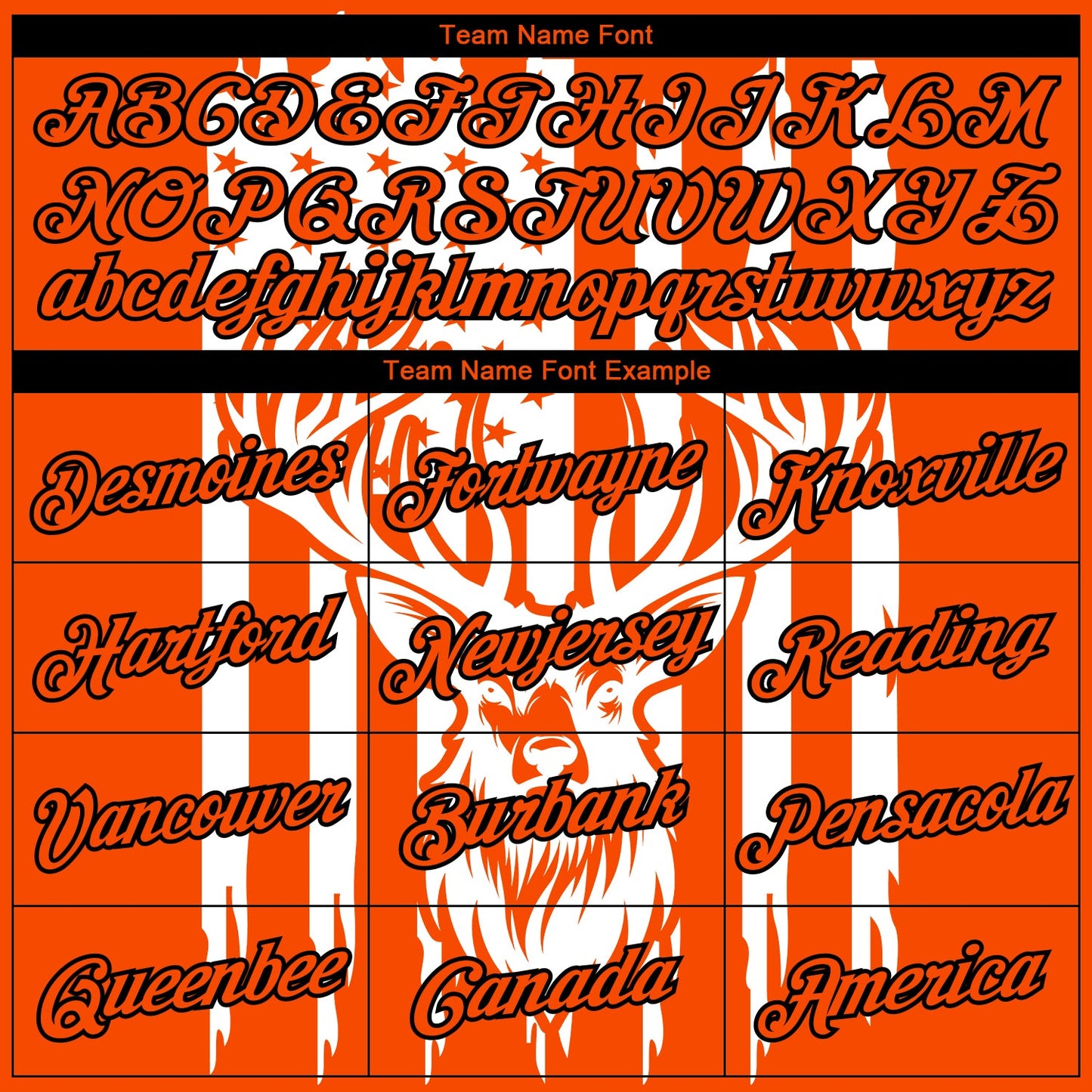 Custom Orange Black-White 3D Animal Deer Hunting American Flag Long Sleeve Performance T-Shirt view 3