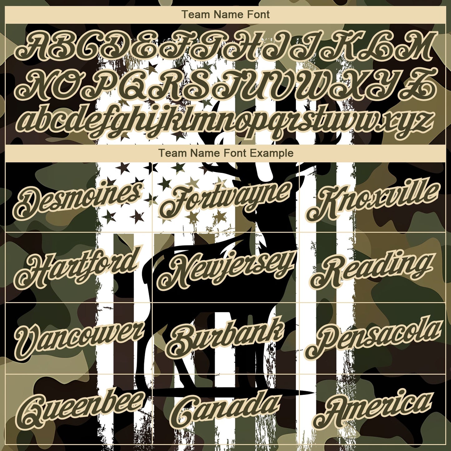 Custom Camo Olive-White 3D Animal Deer Hunting American Flag Long Sleeve Performance T-Shirt view 3