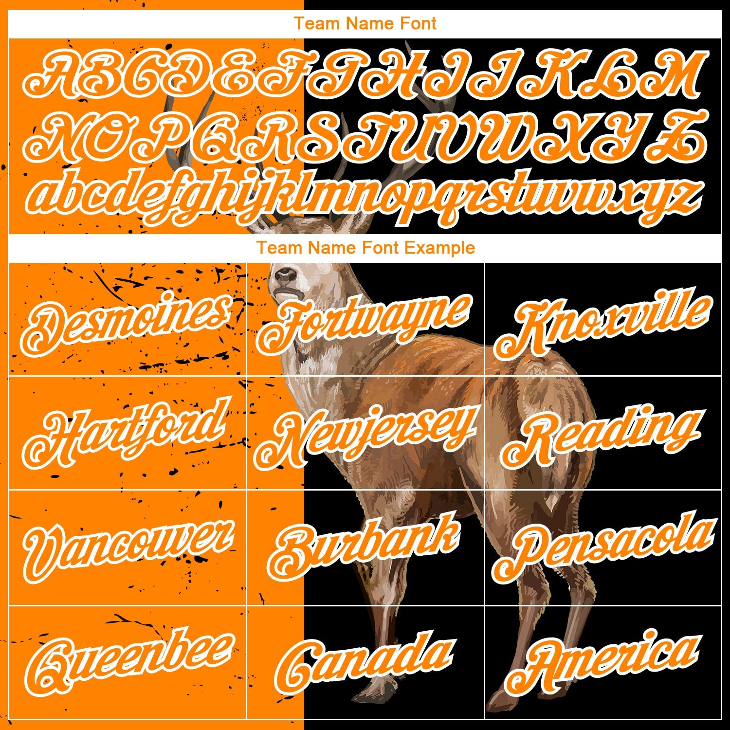 Custom Black Bay Orange-White 3D Animal Deer Hunting Sleeve Performance T-Shirt view 3
