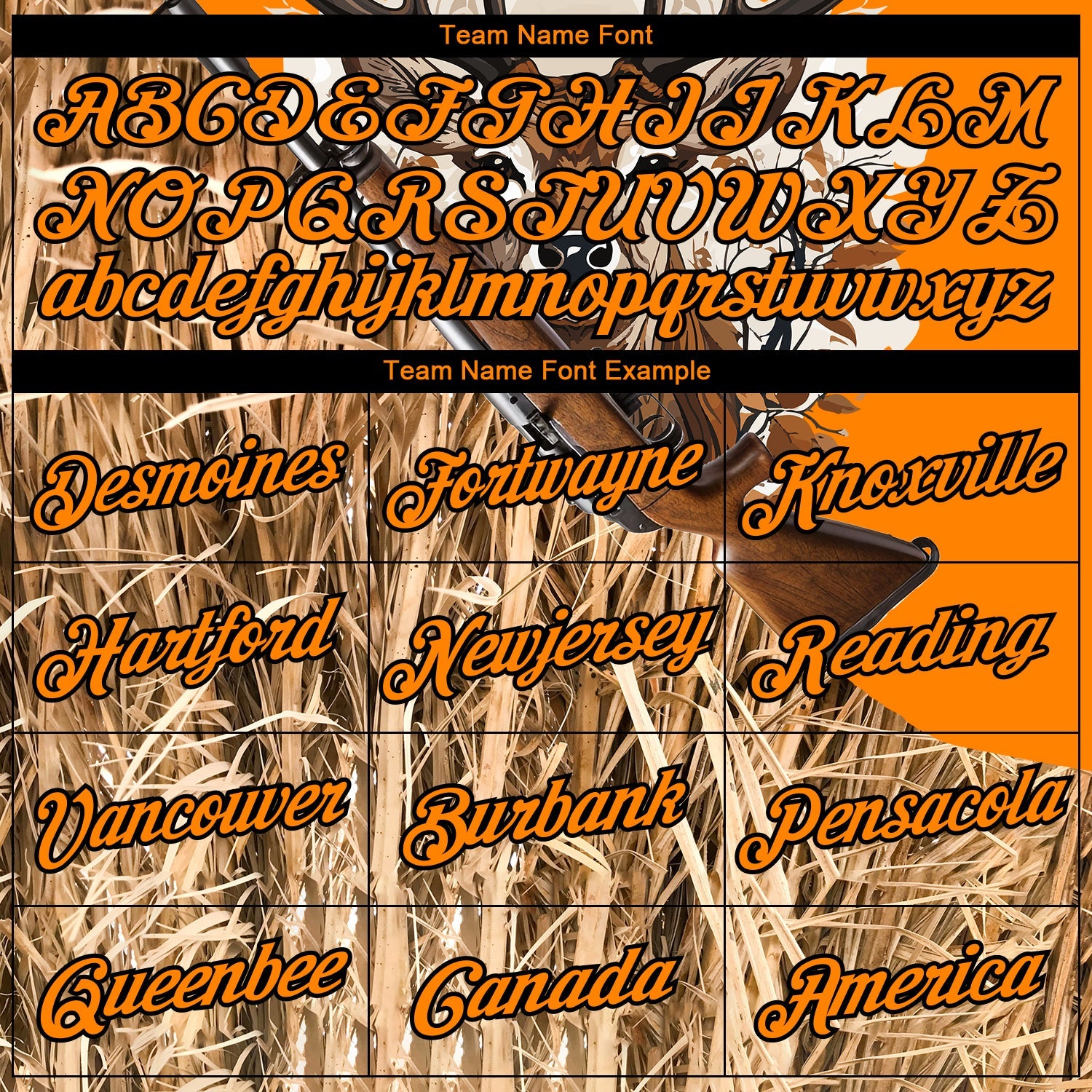 Custom Bay Orange Black 3D Animal Deer Hunting Tool Gun Long Sleeve Performance T-Shirt view 3