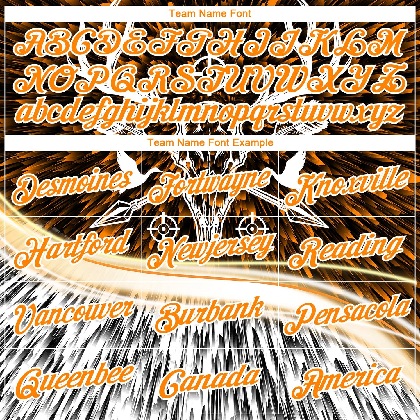 Custom Black Bay Orange-White 3D Animal Deer Hunting Tool Arrow Long Sleeve Performance T-Shirt view 3