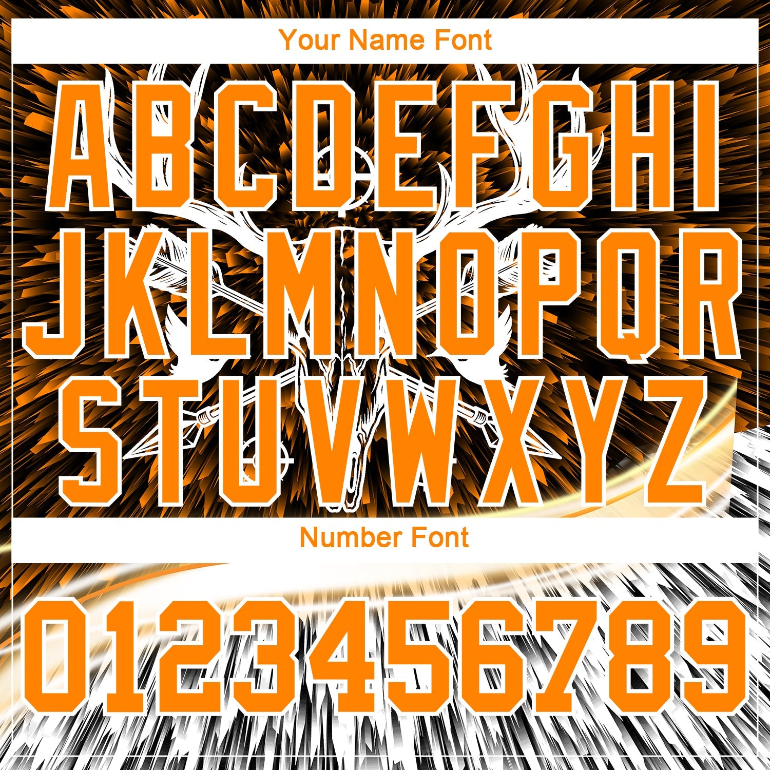 Custom Black Bay Orange-White 3D Animal Deer Hunting Tool Arrow Long Sleeve Performance T-Shirt view 4