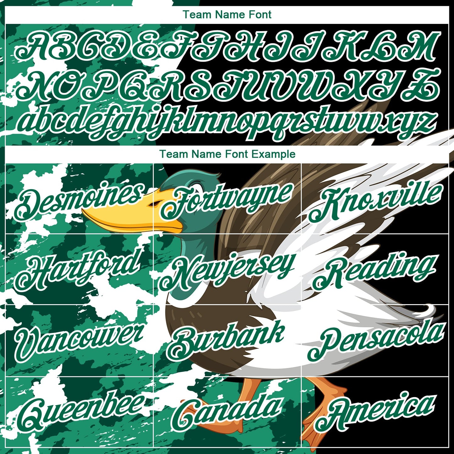 Custom Black Kelly Green-Camo 3D Animal Duck Hunting Long Sleeve Performance T-Shirt view 3