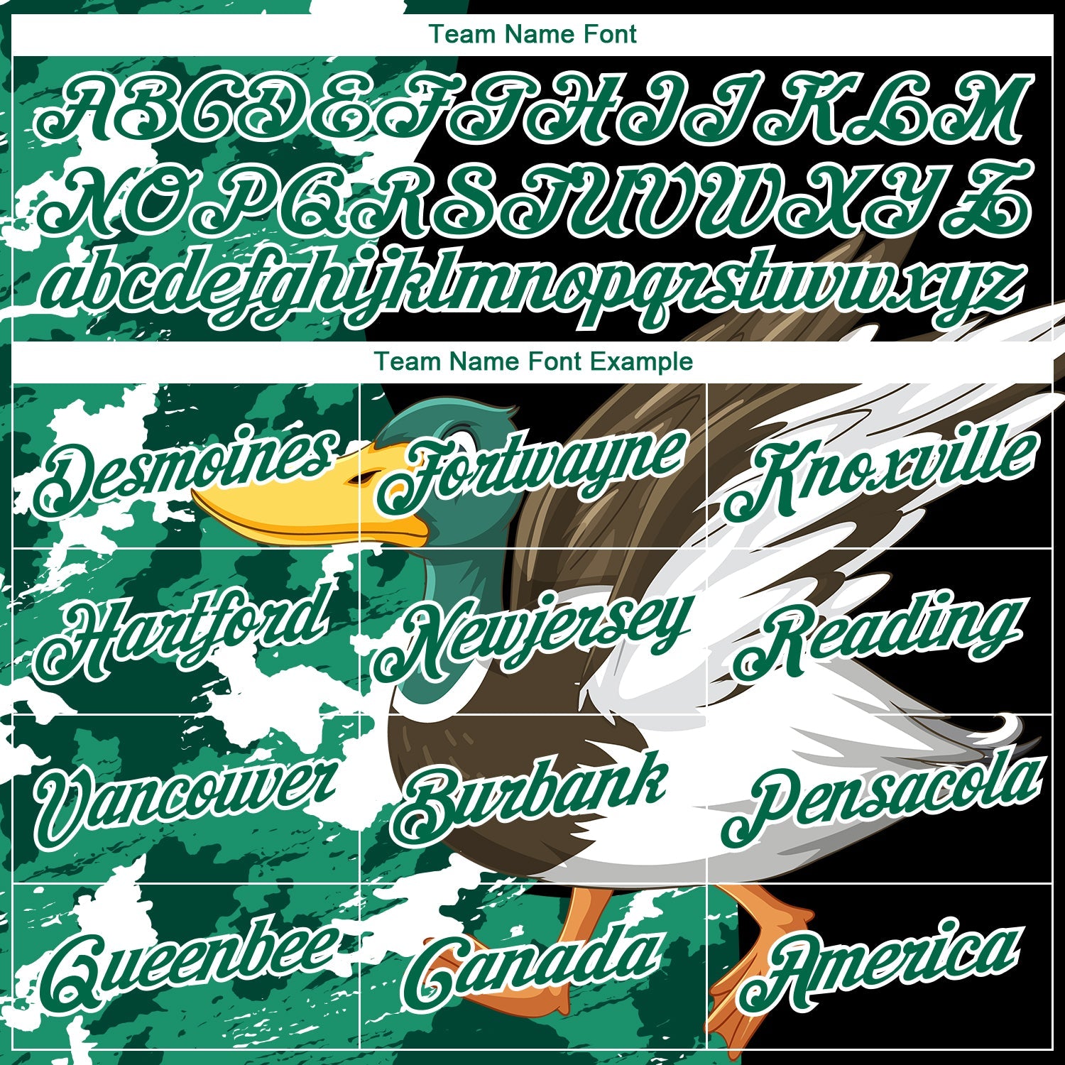 Custom Black Kelly Green-Camo 3D Animal Duck Hunting Long Sleeve Performance T-Shirt view 3