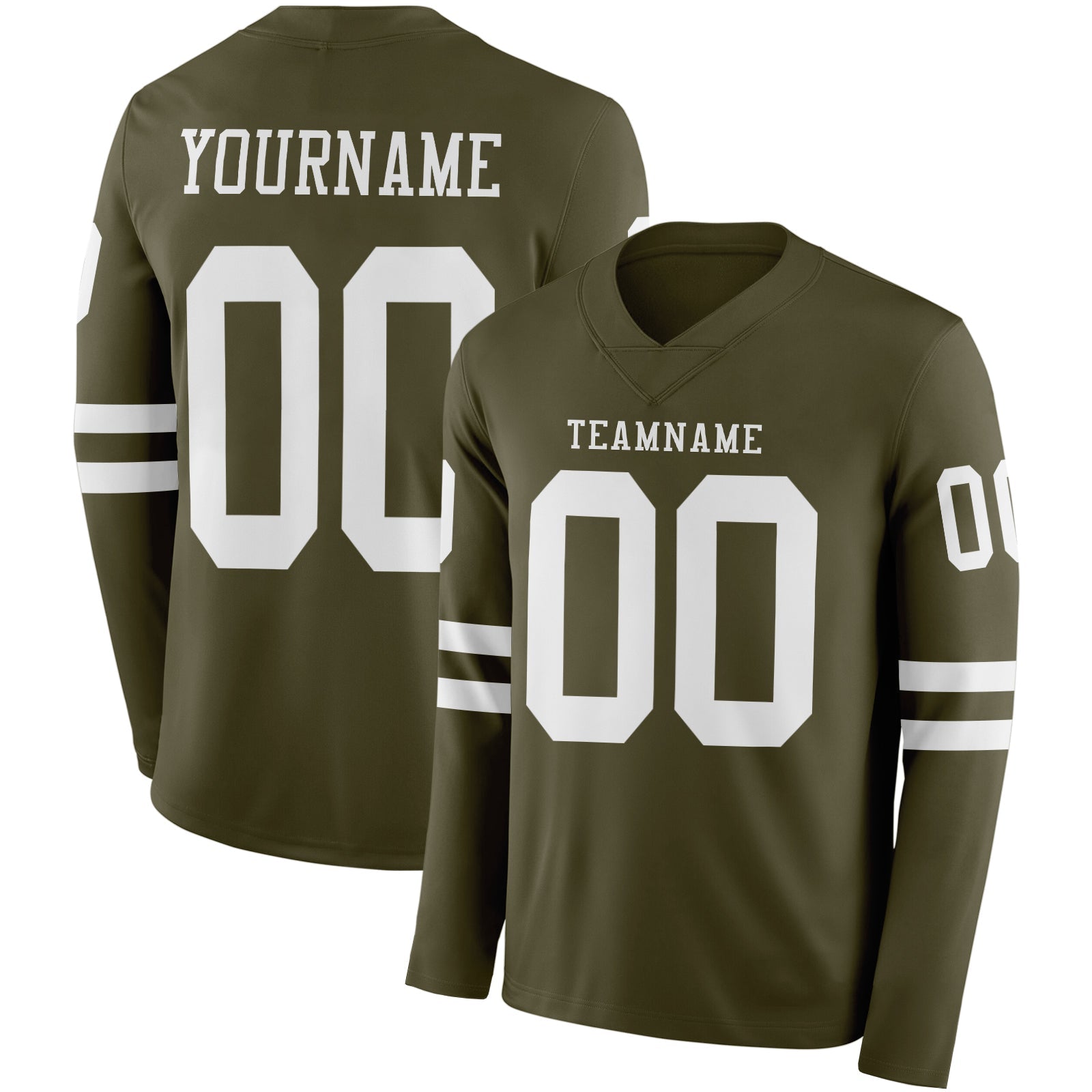 Custom Olive White Long Sleeve Salute To Service Authentic Football Jersey - Main View