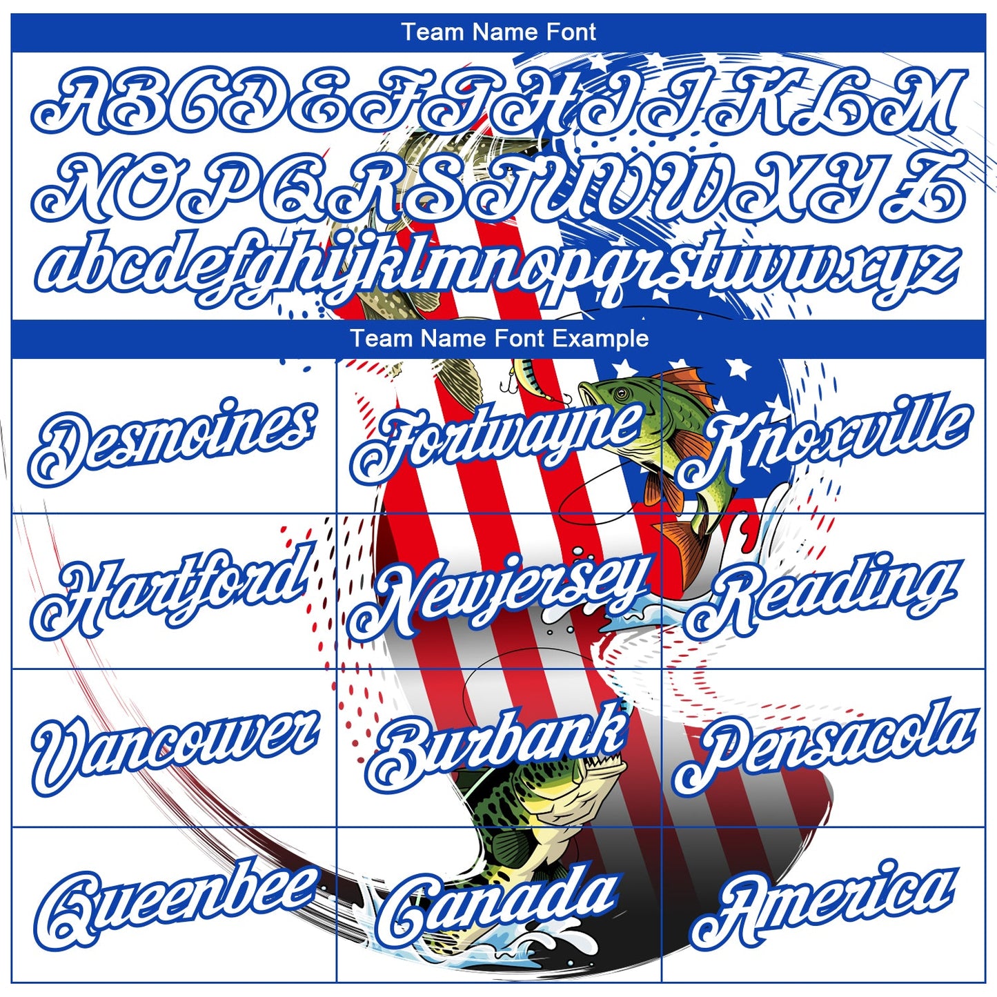 Custom White Fire Red-Thunder Blue Fishing Bass Fish American Flag Long Sleeve Performance T-Shirt view 3