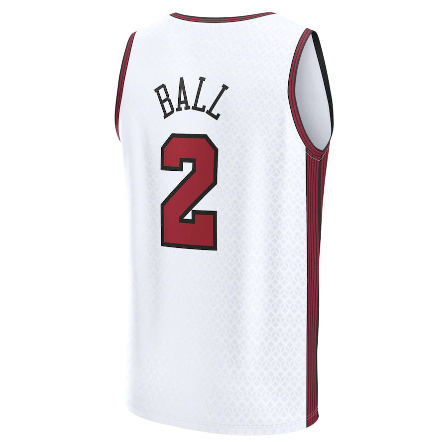 C.Bulls #2 Lonzo Ball Fanatics Branded 2022-23 Fastbreak Jersey City Edition White Stitched American Basketball Jersey - Main View