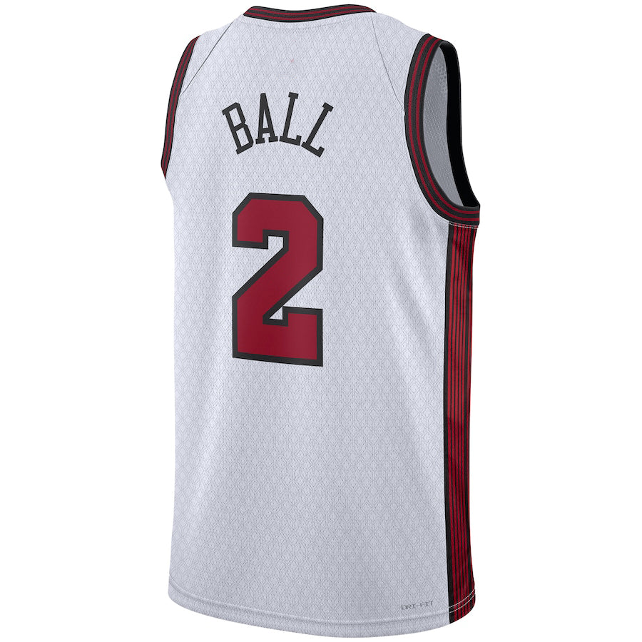 C.Bulls #2 Lonzo Ball Unisex 2022-23 Swingman Jersey City Edition White Stitched American Basketball Jersey - Main View