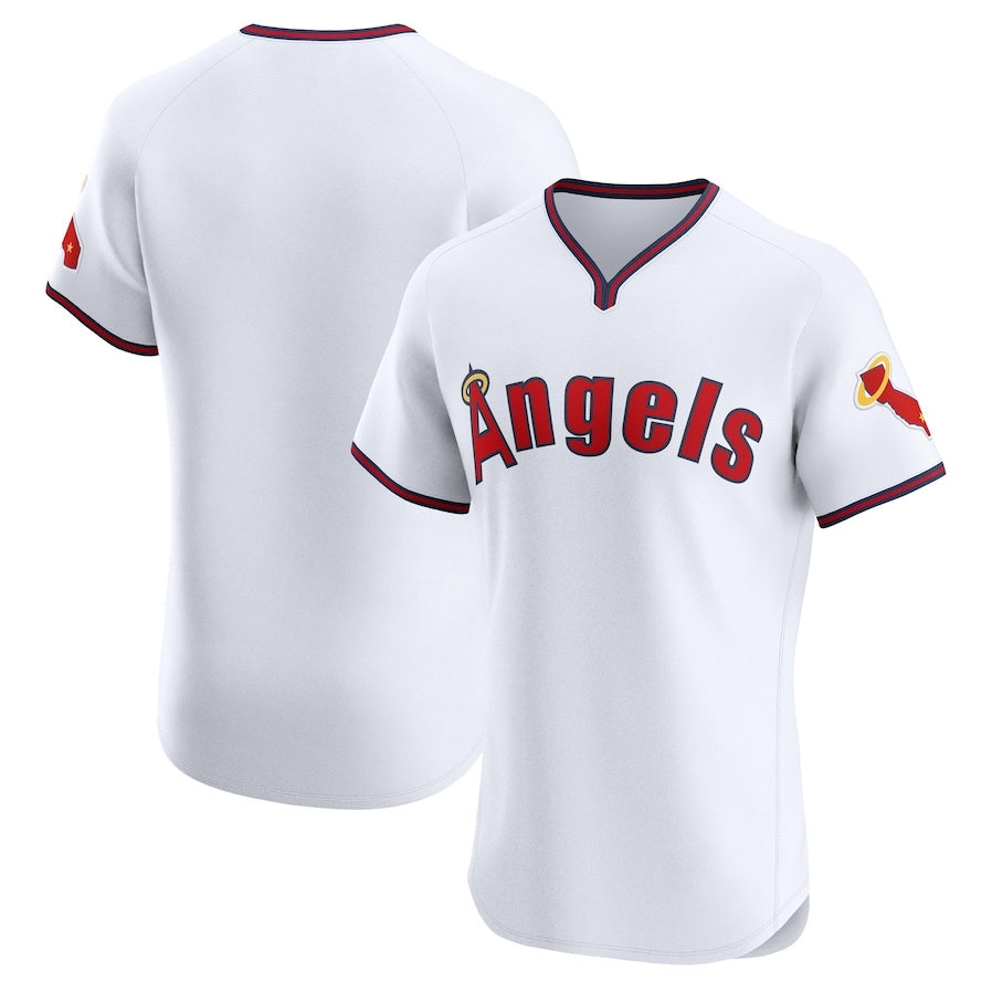 Los Angeles Angels Alternate Vapor Premier Elite Patch Jersey - White Stitched Baseball Jersey - Main View