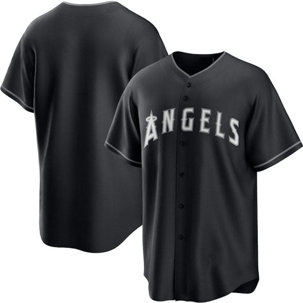 Los Angeles Angels Blank Black Lights Out Limited Stitched Baseball Jersey - Main View