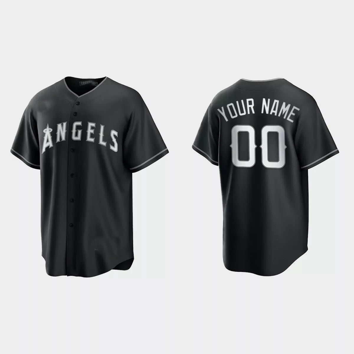 Custom Los Angeles Angels 2021 All Black Fashion Replica Jersey ¨C Black White Stitched Baseball Jerseys - Main View