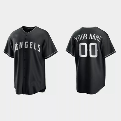Custom Los Angeles Angels 2021 All Black Fashion Replica Jersey ¨C Black White Stitched Baseball Jerseys - Main View