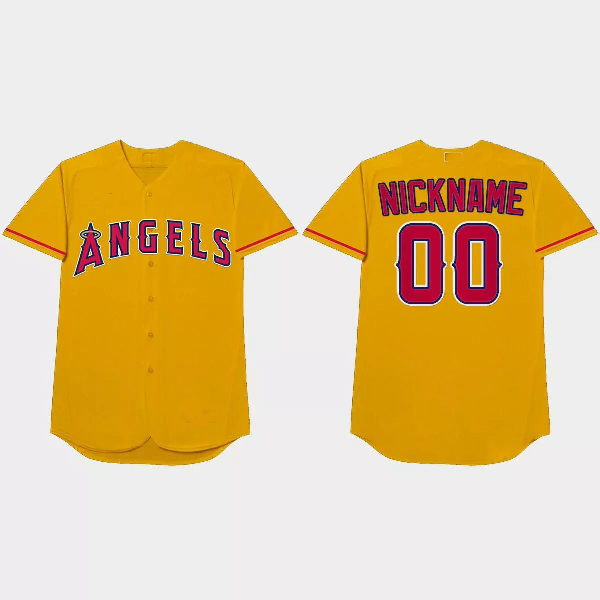Custom Los Angeles Angels 2021 Players¡¯ Weekend Nickname Jersey ¨C Gold Stitched Baseball Jerseys - Main View