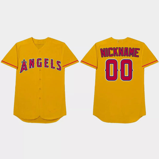 Custom Los Angeles Angels 2021 Players¡¯ Weekend Nickname Jersey ¨C Gold Stitched Baseball Jerseys - Main View