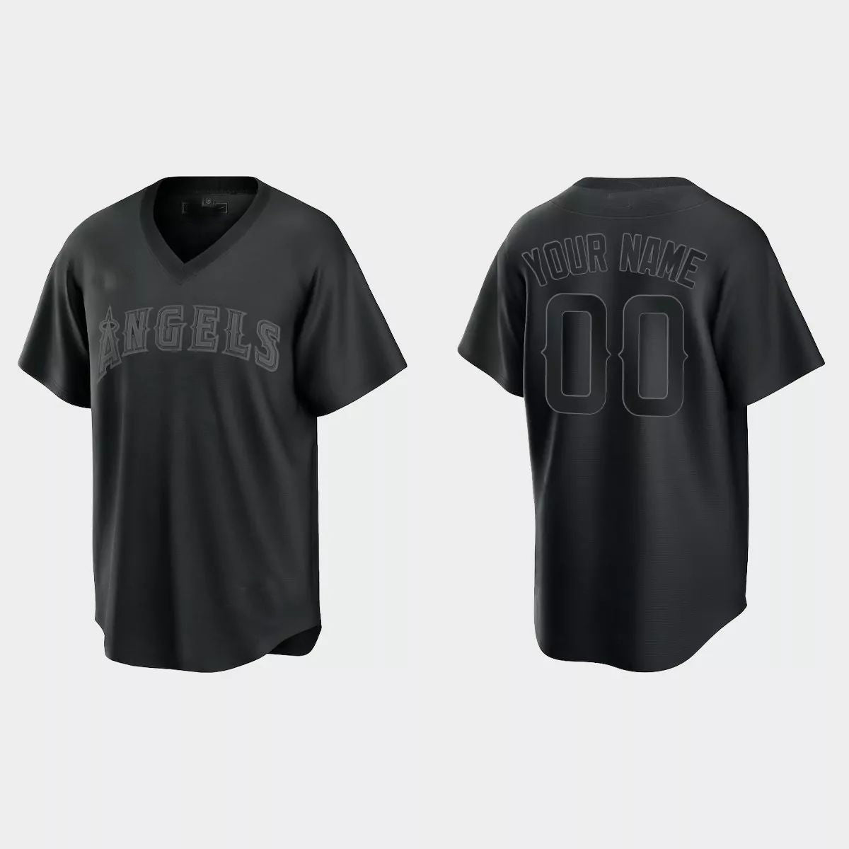Custom Los Angeles Angels Pitch Black Fashion Replica Jersey ¨C Black Stitched Baseball Jerseys - Main View