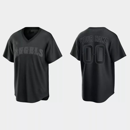 Custom Los Angeles Angels Pitch Black Fashion Replica Jersey ¨C Black Stitched Baseball Jerseys - Main View