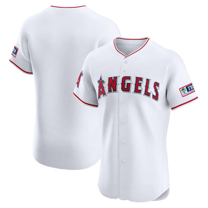 Los Angeles Angels Home Elite Patch Jersey - White Stitched Baseball Jersey - Main View