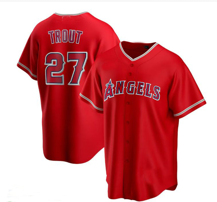 Los Angeles Angels #27 Mike Trout Red Alternate Replica Player Jersey Men Youth Women Baseball Jerseys - Main View