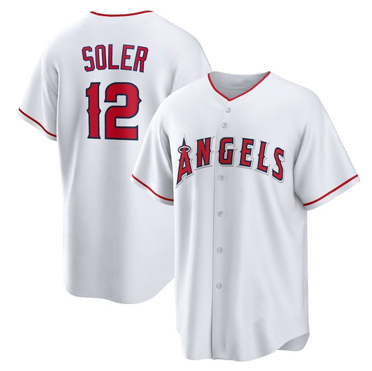 Los Angeles Angels #12 Jorge Soler Home Replica Jersey - White Stitched Baseball Jersey - Main View
