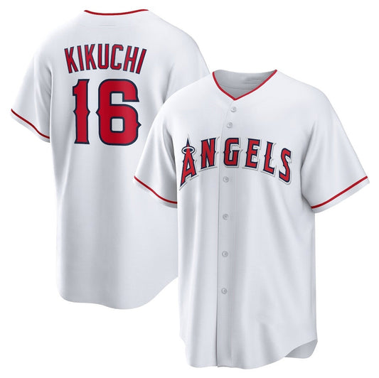 Los Angeles Angels #16 Yusei Kikuchi Home Replica Jersey - White Stitched Baseball Jersey - Main View