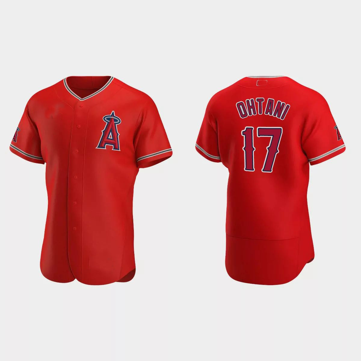 Los Angeles Angels #17 Shohei Ohtani 2020 Alternate Authentic Team Logo Jersey ¨C Red Men Youth Women Baseball Jerseys - Main View