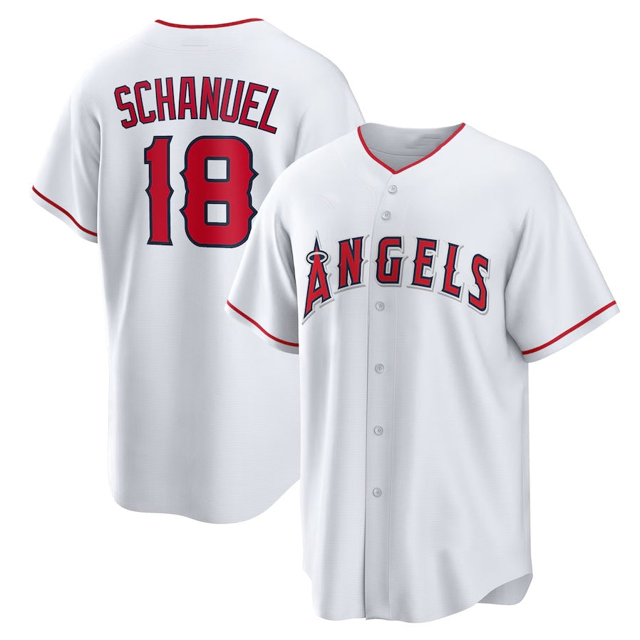Los Angeles Angels #18 Nolan Schanuel Home Replica Jersey - White Stitched Baseball Jersey - Main View